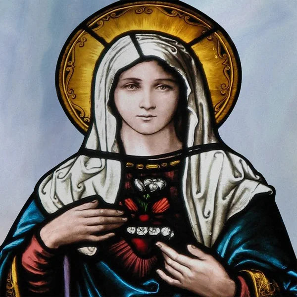 Custom Frosted Stained Glass Window Film,PVC Static Cling Films,Virgin Mary, Jesus Church Decor, Foil Stickers