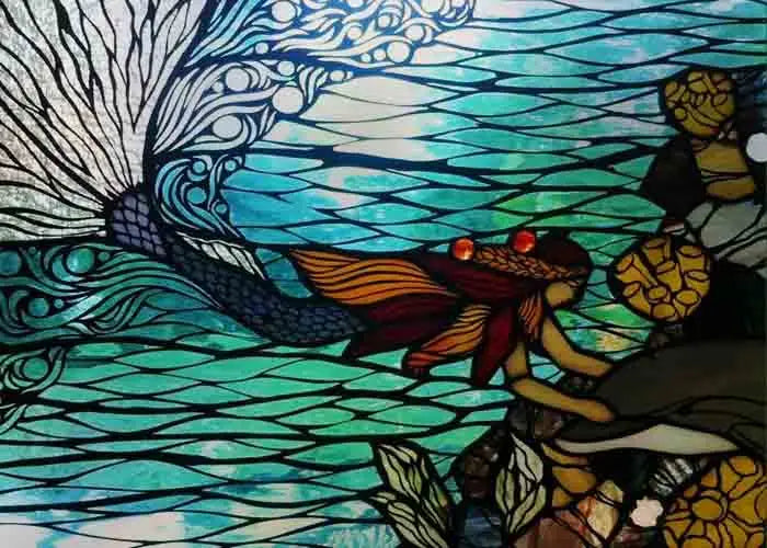 Glass Films Window Sticker Static Cling Frosted Home Decor Private Tint-Film For Door Window Cabinet Wardrobe Landscape Sea