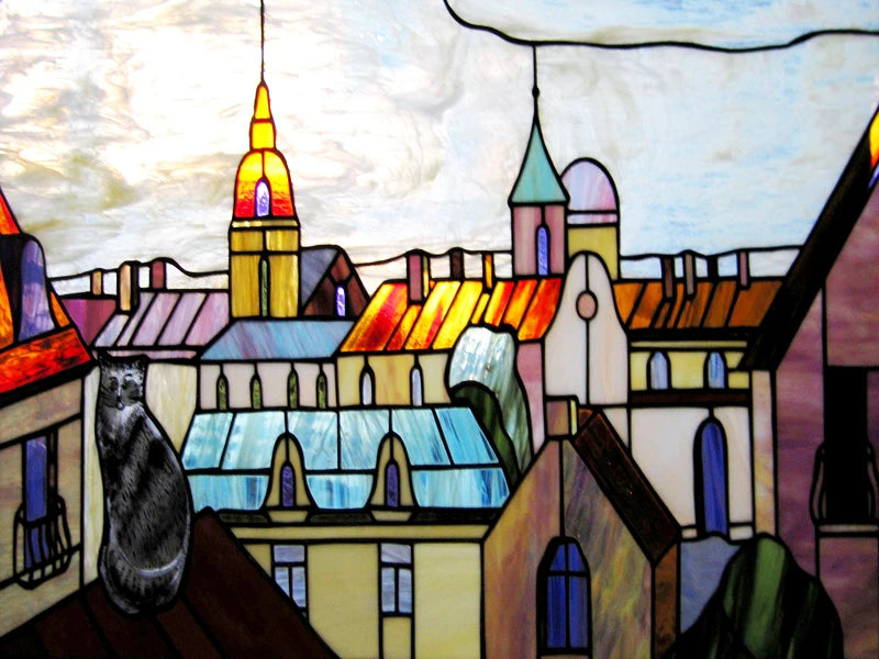 Custom Size Stained Glass Window Film, Frosted Privacy, Static Cling, Church, Mythological People, Transom Window, Home Decor