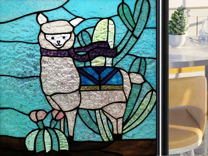 Frosted Stained Glass Window Film, Customized Art Deco Design, Static Cling Door Sticker,Home Decor Foil, Treatment