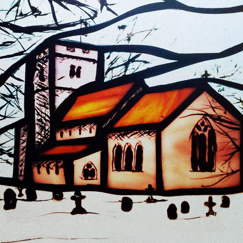 Custom size Glass Films Stained Glass Stickers Static Cling Frosted Privacy PVC Print Natural Village For Window Door Home Decor