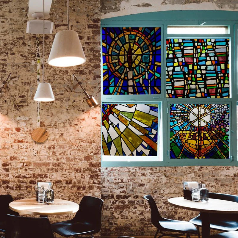 Custom Size Matte Window Film, Stained Glass, Decorative UV Window Sticker, Privacy Frosted Static Cling, Decal for Glass