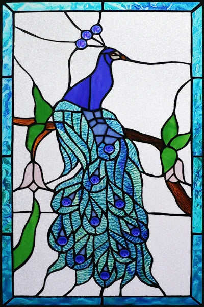 Window Film Stained Glass Stickers,Custom size Static Cling,Frosted Privacy Print Bird,Peacock,Heron,Owl,For Window Home Decor