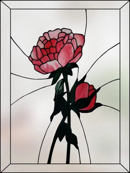 Frosted Stained Glass Window Film, Customized Art Design, Flower Rose, Static Cling Sticker,Home Decor Foil, Treatment