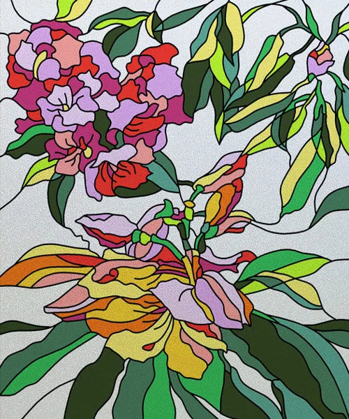 Custom size Glass Films Stained Glass Stickers Static Cling Frosted Privacy PVC Print Flower,Cat,Fish For Window Door Home Decor