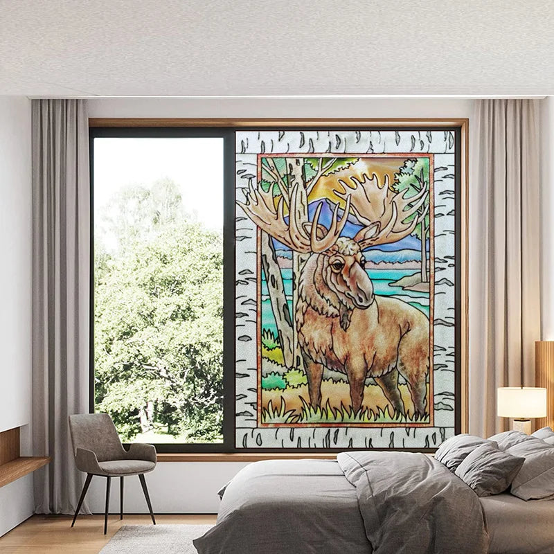 Customized Stained Glass Film Window Films Static Cling Frosted Sticker Church Peacock Birds Cat For Door Bathroom Home Decor