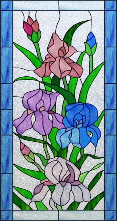 Window Film Stained Glass Stickers,Custom size Static Cling Rose,Flower Privacy Films Door Sticker Kitchen Office Home Decor