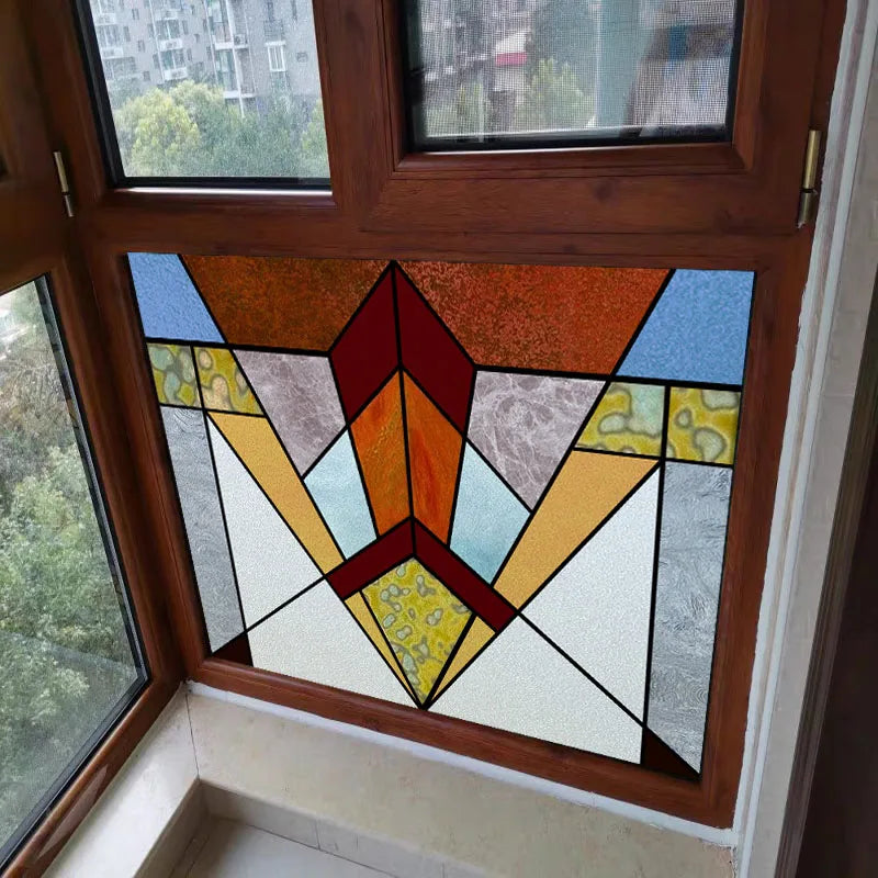 Custom Size Window Film, Stained Glass Sticker, Western Style, Privacy Frosted, Static Cling, Door, Office Home Decal