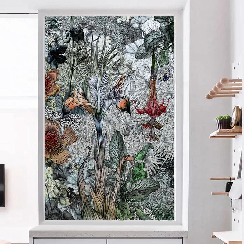 Window Film Frosted Stained Glass Films,Customized Static Cling Door Sticker,Privacy Protection Reusable Home-Decor