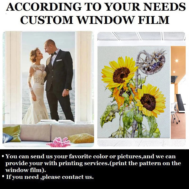 Frosted Stained Glass Window Film, Static Cling, Privacy Films, Flower Door Sticker, Kitchen, Office, Home Decor, Customized