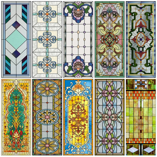 Custom Stained Glass Window Films,Frosted sticker,Privacy Static Cling Church Style For Bathroom Sliding door Home Office