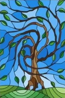 Frosted Stained Glass Window Film, Customized Tiffany Trees, Static Cling Sticker,Bathroom Door, Kitchen, Office, Home Decor