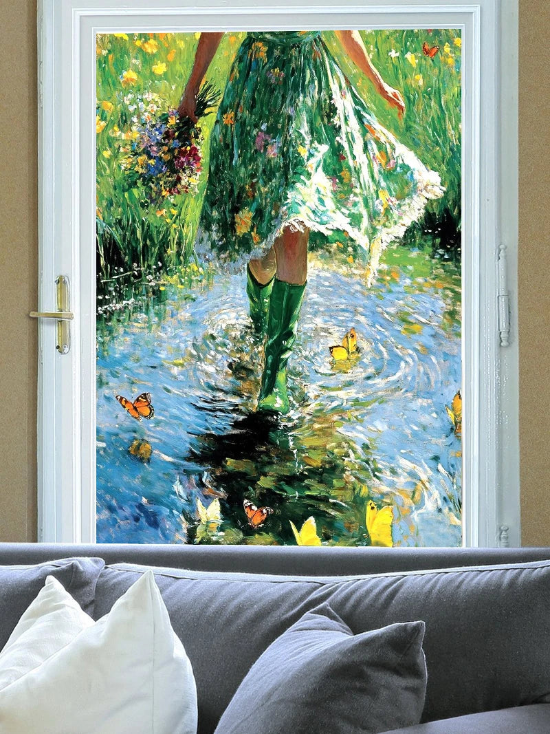 Stained  Glass Film,  Window Sticker,Static Cling, Home Decor, privacy For Bathroom Kitchen Home Decor Custom Size