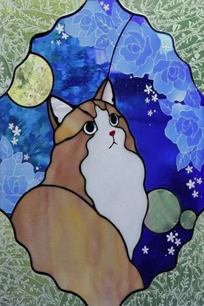 Window Film Stained Glass Stickers Static Cling,Frosted Privacy Custom size,Print Cat,Tiger,Deer,Bear For Window Door Home Dec