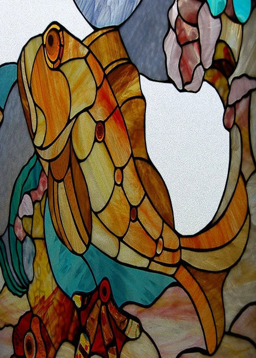 Custom Size Window Stained Glass Films,Cat,Bird,Peacock,Tiger,Fish,Animals Stickers For Bathroom Bedroom Door Office Home Decor