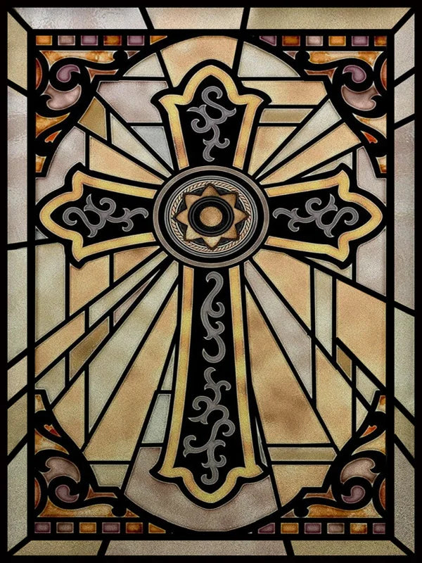 Custom Frosted Stained Glass Window Film,PVC Static Cling Films,Cross Church Decor Foil Stickers