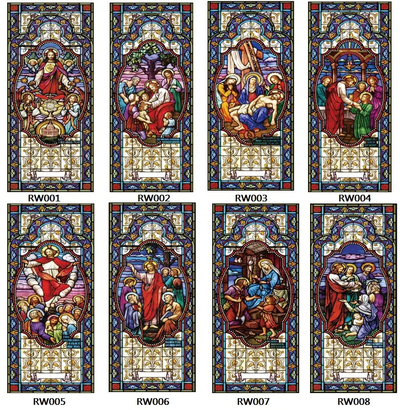 Gothic Rose Window film Glass Films Frosted Stained Window Sticker can do custom size Jesus/Christ Painting