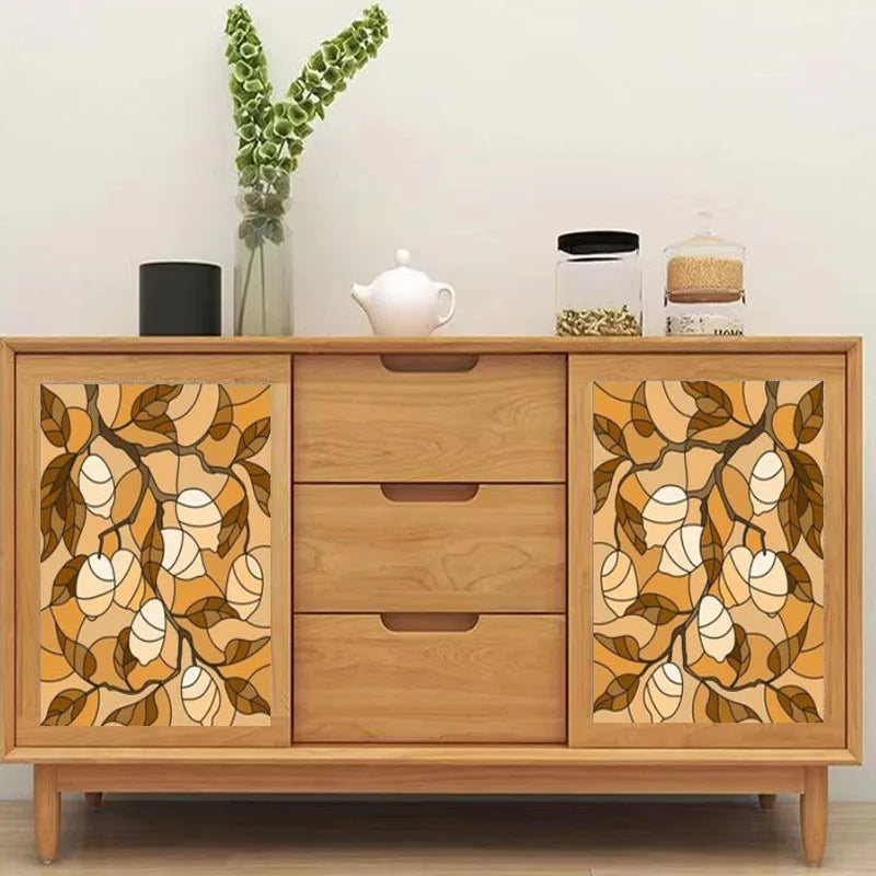 Custom Size Stained Glass Window Film Fruit Pattern Grape Mango Watermelon For Rectangular Shape Glass Office Door Home Decor