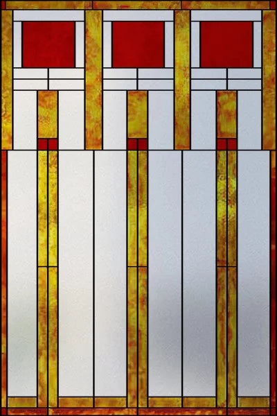 Frosted Stained Glass Window Film, Custom Size Privacy Static Cling, Prairie Style for Kitchen, Bathroom, Office, Skylight