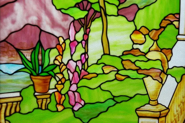 Window Film Stained Glass Stickers,Custom size Static Cling Frosted,Flower Bird Tree Print For Transom Window Glass Home Decor