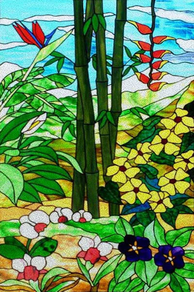 Custom Size Stained Glass Stickers,Static Cling,Frosted Privacy Print Tree, Window Door, Home Decor