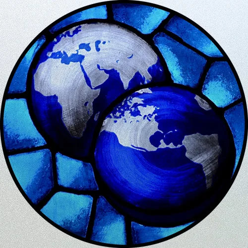 Customized Stained Glass Window Glass Films,Privacy Frosted Static Cling, Classic Pattern for Round Door, Home Decor