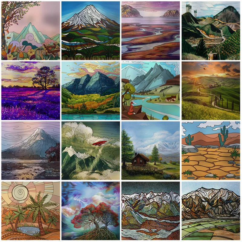 Stained Glass Window Film Frosted Glass Sticker Forest Opaque,Customized Print Mountain For Bathroom Door Office Home Decor