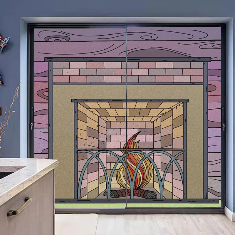 Custom Size Stained Glass Window Film Frosted Privacy Static Cling Retro Prairie Matte Stickers Shower Kitchen Office Home Decor