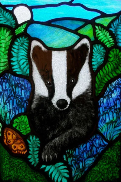 Custom Size Stained Glass Window Film Animal Pattern Rabbit Crow  Bird Fox For Rectangular Shape Glass Office Home Decor