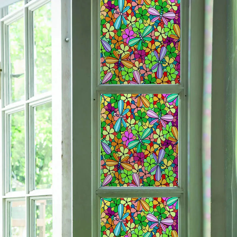 Window Film Frosted Stained Glass Films Static Cling Privacy Films Door Sticker Butterfly Kitchen Office Home Decor Customized