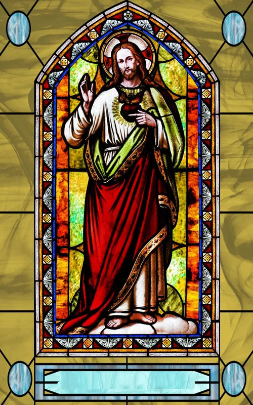 Custom Frosted Stained Glass Window Film, Static Cling ,Church Jesus Christ Blessed Mary Stickers, Window Treatment, Home Decor