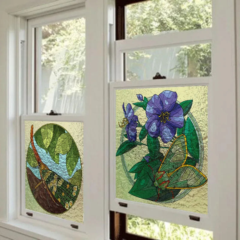 Window Film Frosted Stained Glass Films Customized,3D Frosted Static Cling Sticker,for Kitchen Garden Bedroom Door Home Decor