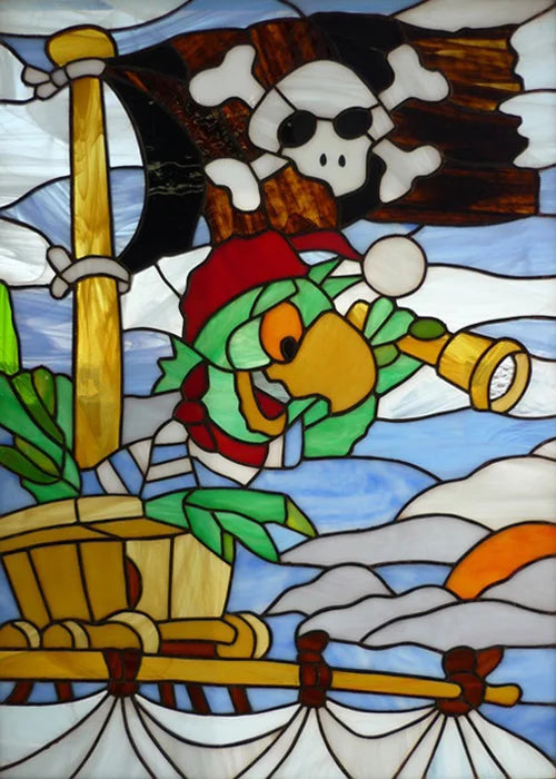 Window Film Stained Glass Stickers,Custom size Static Cling,Print Castle Church landscape Sailboat Sticker,Office Home Decor