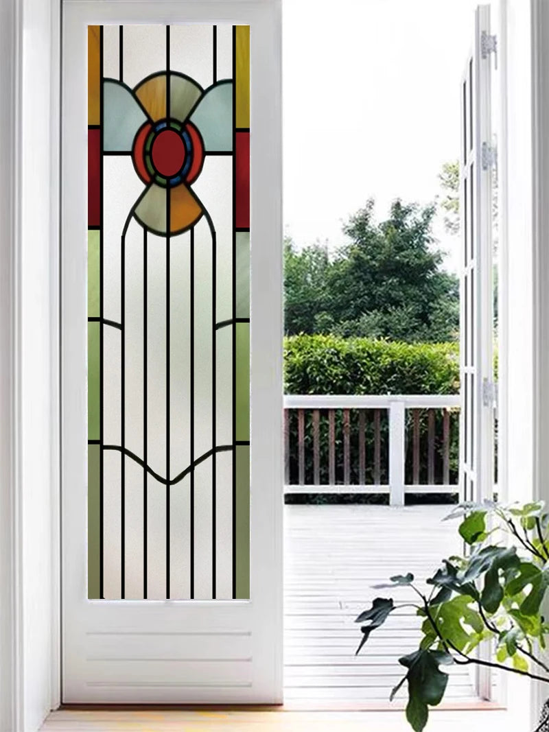 Stained Glass Film American Retro European Electrostatic Frosted Glass Sticker Window Film Window Sticker Stained Glass