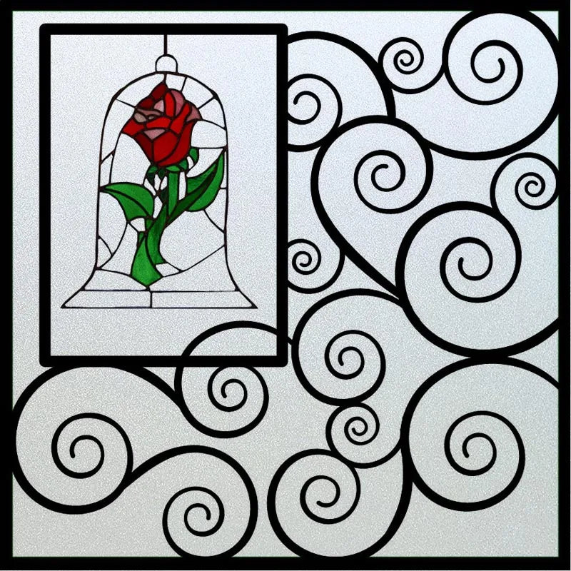 Stained Glass Window Film Frosted Glass Sticker,Custom made to fit any Window Size or Shape,Kitchen Bathroom Door Home Decor