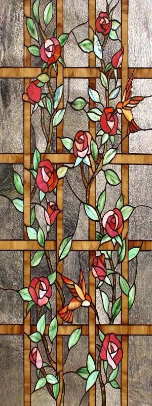 Custom size Stained Glass Films,Flower, Fruit,Tree,Leaf,Bird,Fish Painting Stickers For Bathroom Bedroom Door Office Home Decor