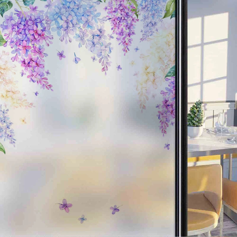 Frosted Stained Glass Window Film, Customized Decor Design, Leaf Static Cling Sticker,Home Decor Foil, Treatment