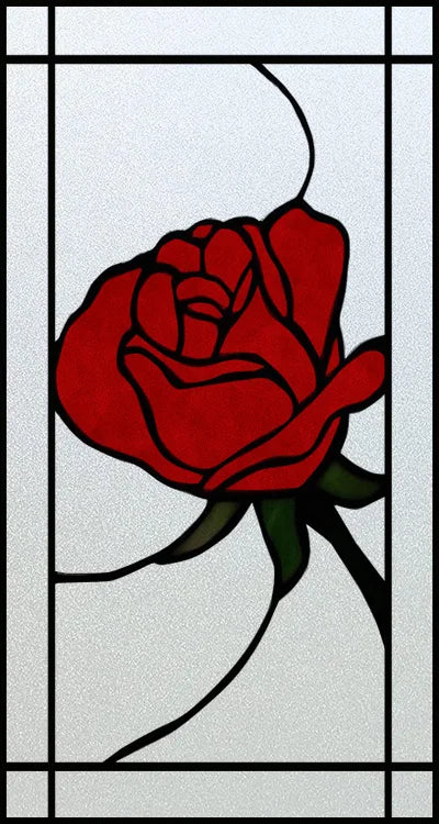 Window Film Stained Glass Stickers,Custom size Static Cling Rose,Flower Privacy Films Door Sticker Kitchen Office Home Decor