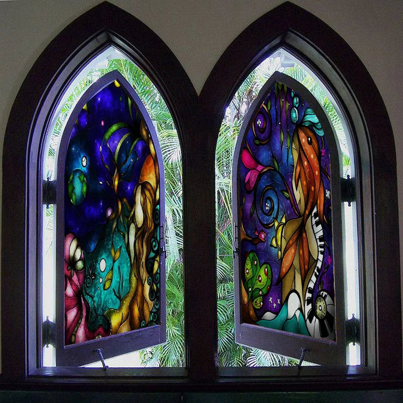 Custom Stained Glass Films Window Film Frosted Sticker Princess Prince For Kids Room Door Stickers Light Box Poster Home Decor