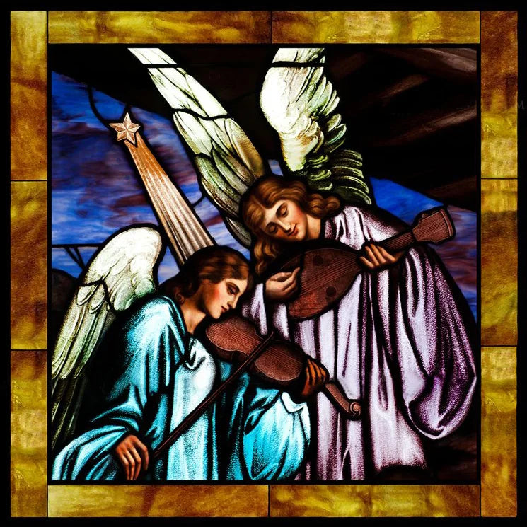 Custom Made Window Film Stained Glass Sticker,Angels Picture,Static Cling Frosted Privacy for House Worship Home Decor