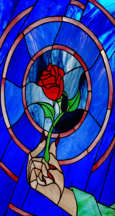 Window Film Stained Glass Stickers,Custom size Static Cling Rose,Flower Privacy Films Door Sticker Kitchen Office Home Decor