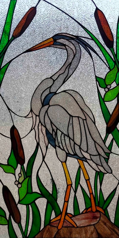 Custom Size 3D Matte Window Film, Stained Glass, Decorative UV Window Sticker, Privacy Frosted Static Cling, Home Decal,Peacock