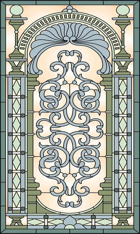 Window Film Victorian Stained Glass Films Customized  Church-style Static Cling Sticker Kitchen Bathroom Substitute for Home