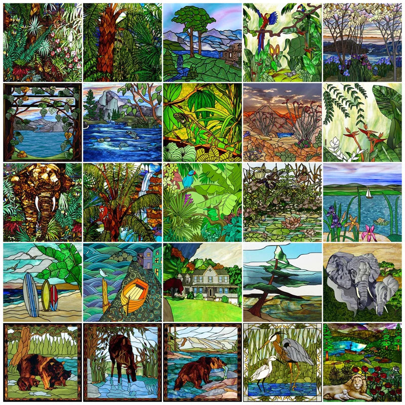 Window Film Frosted Stained Glass Films Customized Tiffany-Style Static Cling Sticker,Bathroom Door Kitchen Office Home Decor