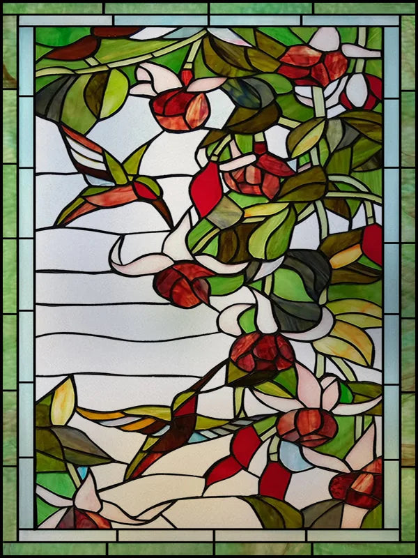 Frosted Stained Glass Window Film, Customized Art, Peacock Hummingbird Static Cling Sticker,Home Decor, Treatment