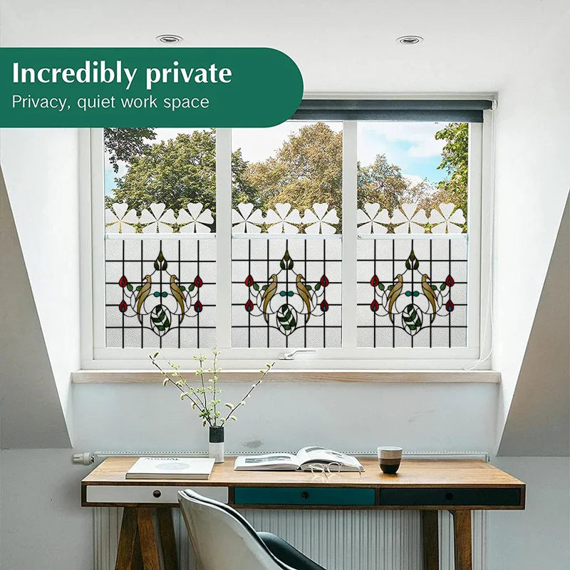 Stained Glass Window Film Frosted Glass Sticker,Custom made to fit any Window Size or Shape,Kitchen Bathroom Door Home Decor