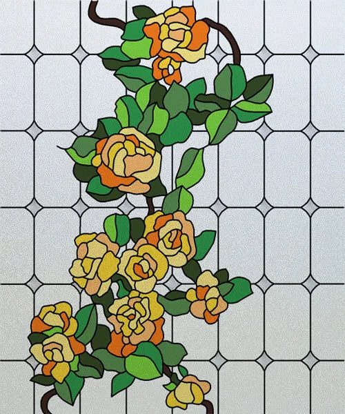 Custom size Glass Films Stained Glass Stickers Static Cling Frosted Privacy PVC Print Flower,Cat,Fish For Window Door Home Decor