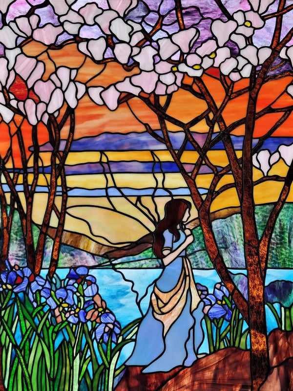 Window Film Frosted Stained Glass Films,Customized Privacy Static Cling,Retro Colorful Stickers For Shower Bathroom Skylight