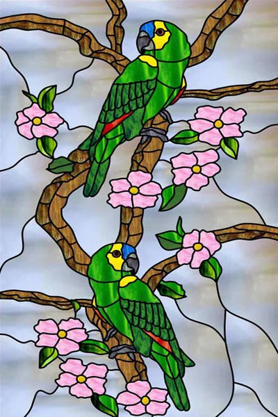 Window Film Stained Glass Stickers,Custom size Static Cling,Frosted Privacy Print Bird,Peacock,Heron,Owl,For Window Home Decor