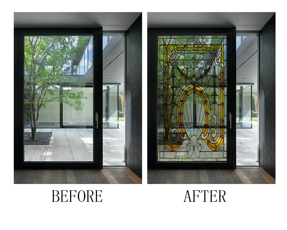 Window Films Stained Glass Films Static Cling Frosted Opaque Church Home Decor Door Sticker Window Treatment Privacy Custom Size